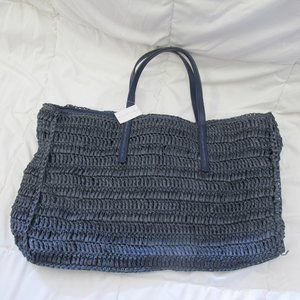 Brand New Athleta Navy Straw Tote Bag